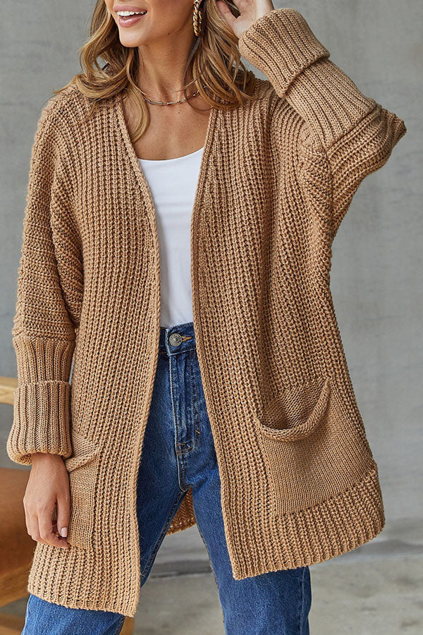 loose mid length sweater cardigan coat large size casual