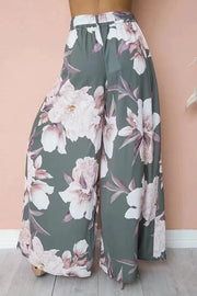 High waist loose printed casual wide-leg trousers