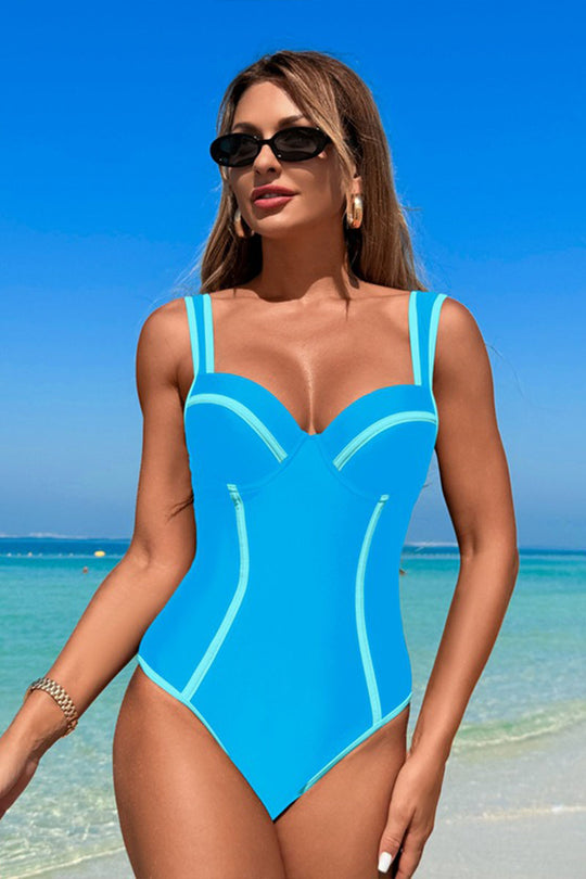 One-piece Patchwork Strap Swimsuit