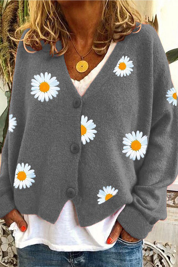 Cardigan femme en pull chrysanthème