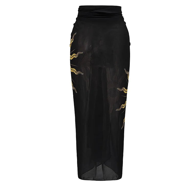 swimgirls – Einteiliger Badeanzug und Sarong mit Sling-Print 