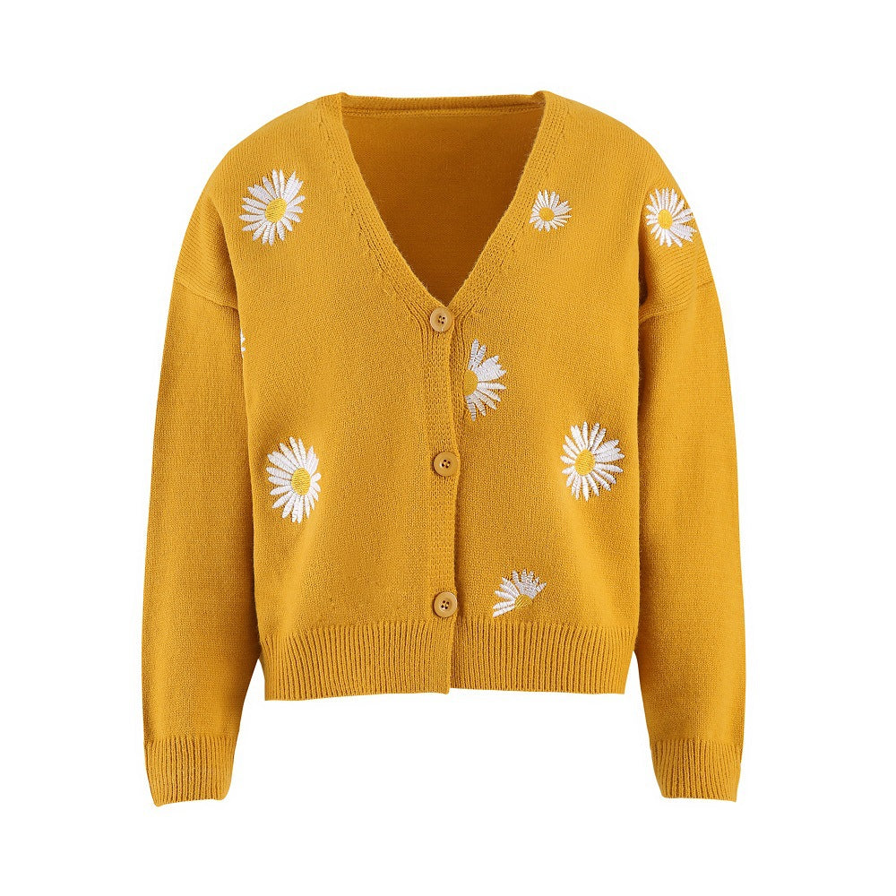 Cardigan femme en pull chrysanthème