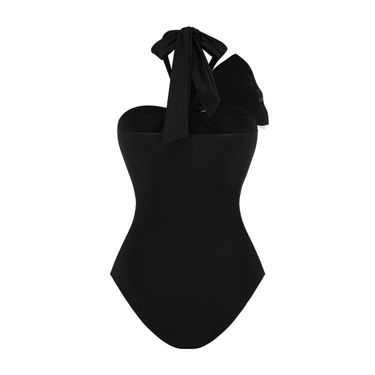 Maillot de bain une pièce à volants et blocs de couleurs 