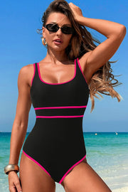 One-piece Patchwork Strap Swimsuit