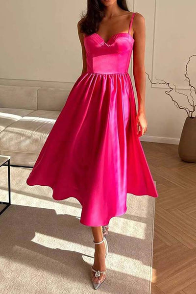 BUSTIER PLEATED BUST CUPS MIDI DRESS