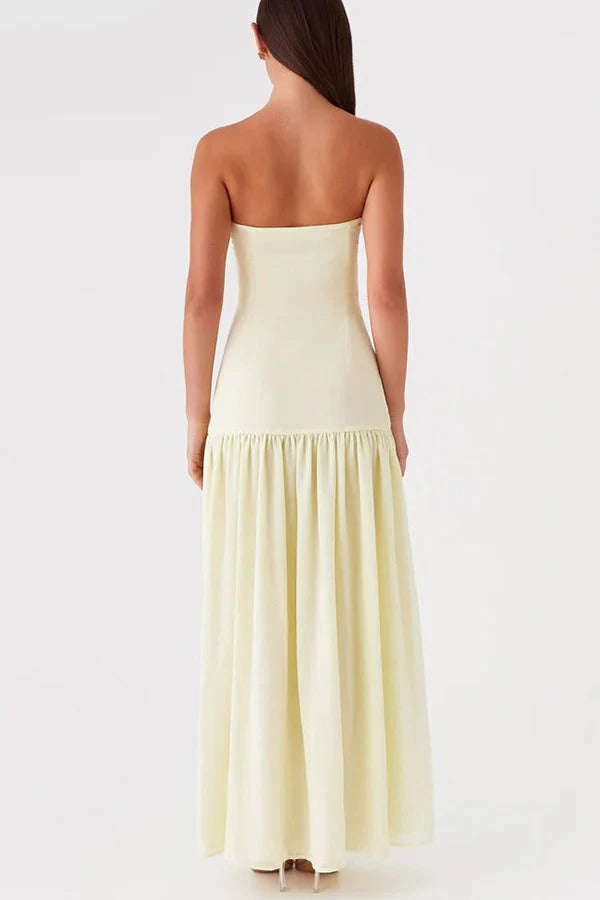 Robe longue bustier en mousseline semi-transparente patchwork Eden