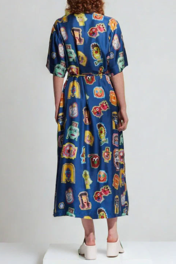 Unique Graffiti Fun Print Midi Dress