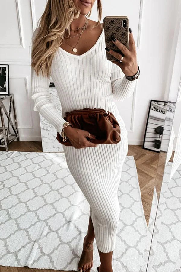 Robe midi en maille côtelée A New Day 