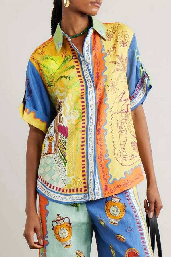 Unique Summer Fantasy Print Short-sleeved Loose Shirt