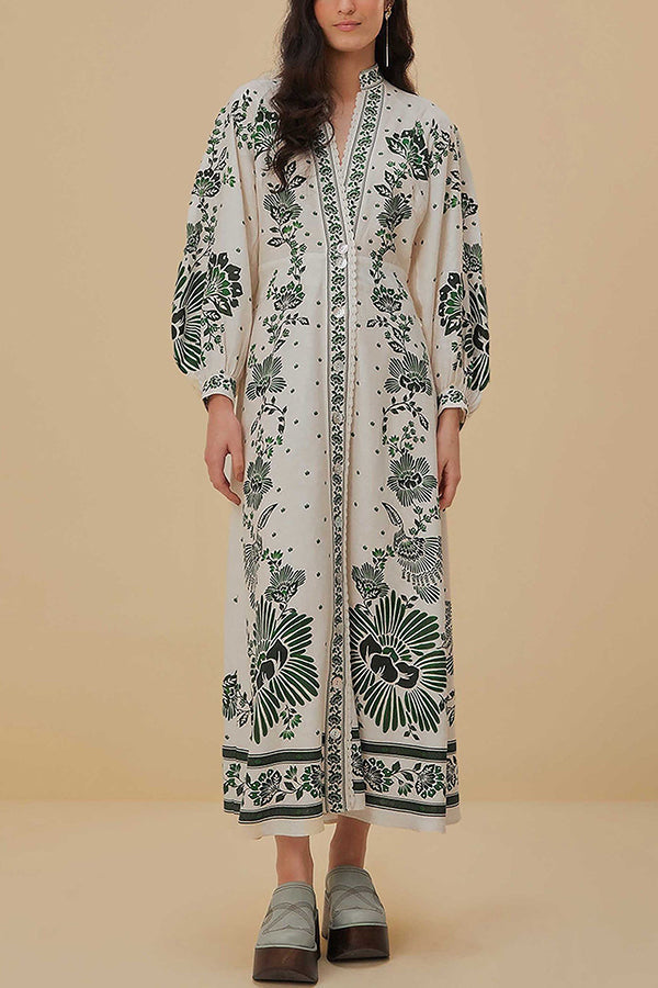 Einzigartiges Maxikleid mit Knopfleiste und langen Ärmeln
