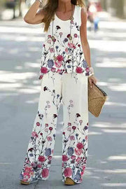 Simply Flourishing Printed Loose Tank and Wide Leg Pants Set