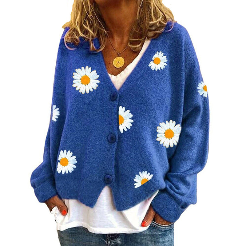 Cardigan femme en pull chrysanthème