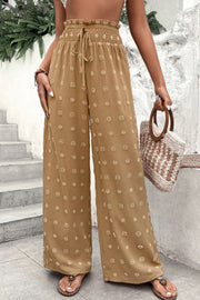 High Waist Jacquard Wide Leg Pants Casual Trousers