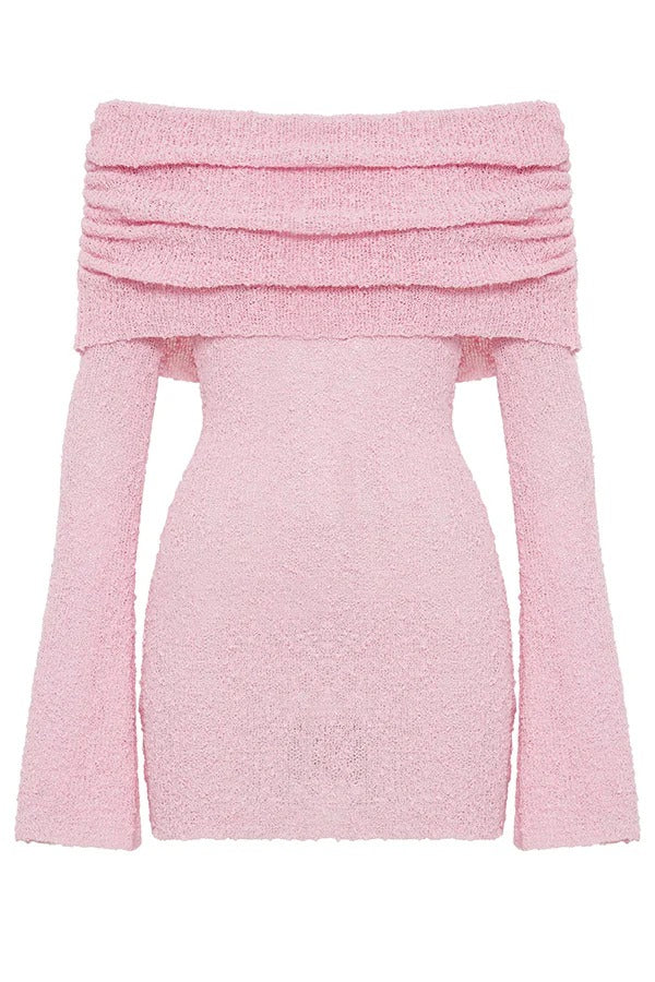 Fashionable and Sexy Off-shoulder Long-sleeved Mini Dress