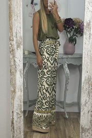 GALA waist tie ethnic totem pattern trousers