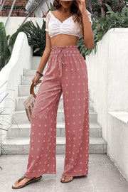 High Waist Jacquard Wide Leg Pants Casual Trousers