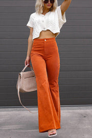 Autumn Mood Corduroy Pocketed Flare Pants