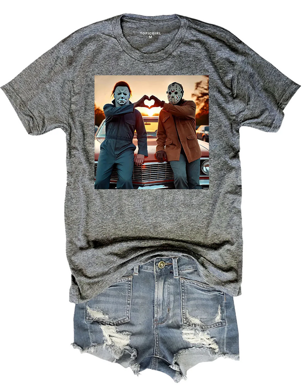 Jason and Michael Halloween Heart Hands Tee