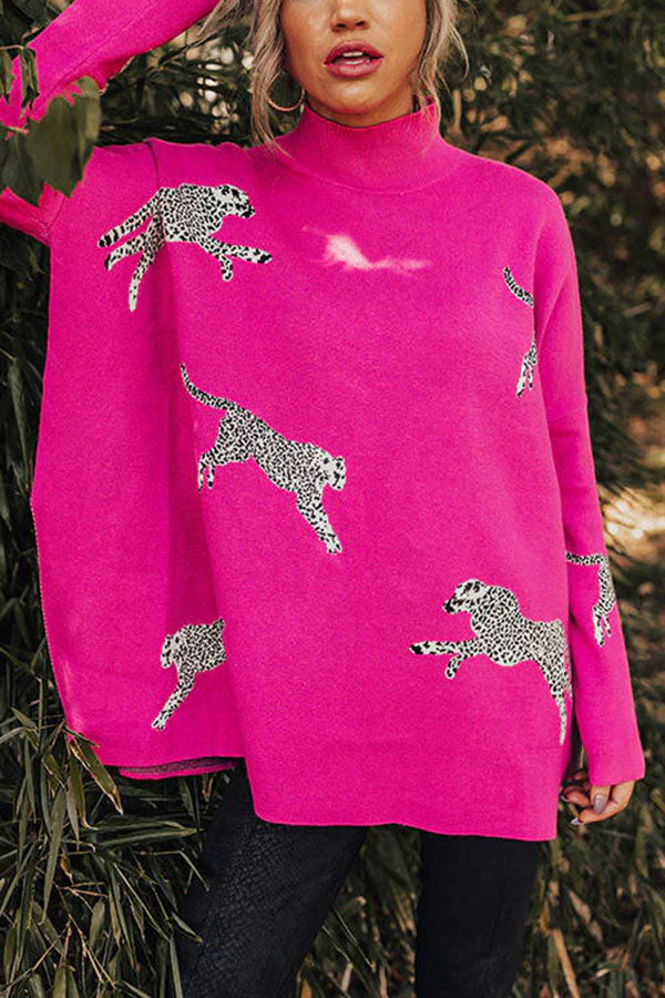 SWEAT-SHIRT LÉOPARD CONFORTABLE ET DOUX AVEC FENTES