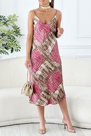 Goya snakeskin strap deep v-neck dress