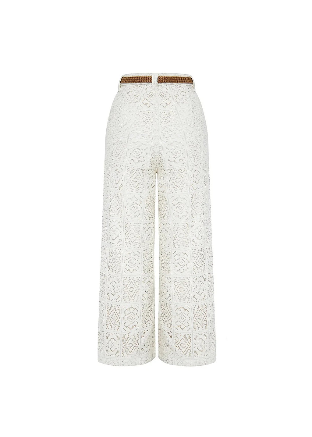 Joyful Bond Crochet Lace Mid Rise Pocketed Wide-leg Pants