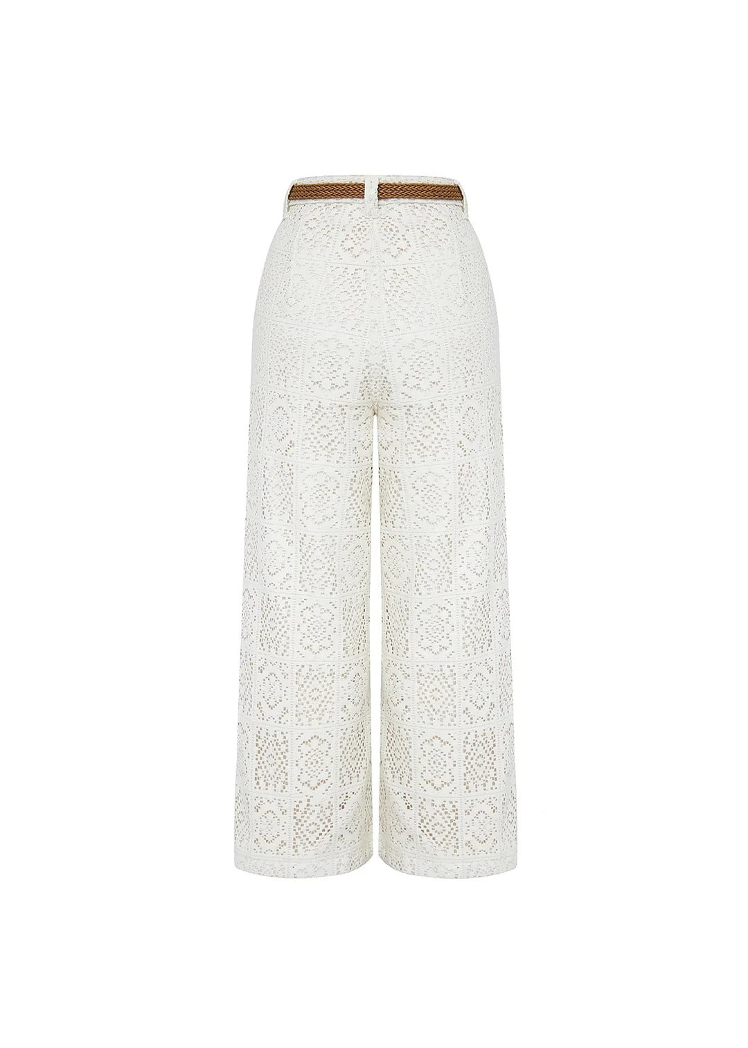 Joyful Bond Crochet Lace Mid Rise Pocketed Wide-leg Pants