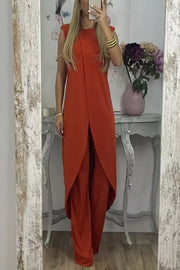 Gabriela Front Split Midi Top and Stretch High Waist Flare Pants Set