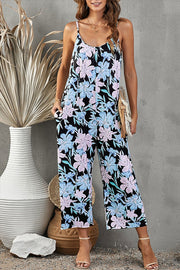 suspenders print jumpsuit