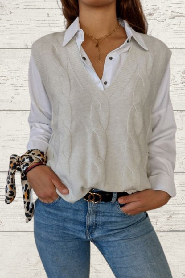braided sleeveless sweater