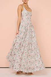 Floral Halter Waist Flat Collar Long Dress