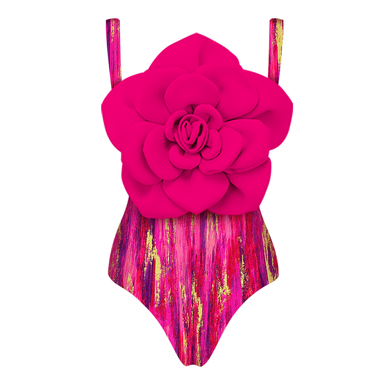 Maillot de bain une pièce et jupe à imprimé floral 3D 