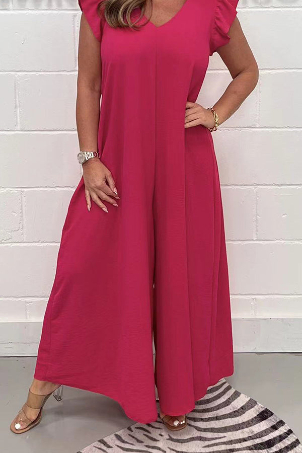 Loose casual short sleeved long jumpsuit