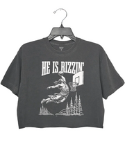 He ls Rizzin Funny Easter Jesus Playing Basketball Crop Top