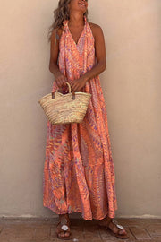 Golden Times Ethnic Print A-line Vacation Maxi Dress