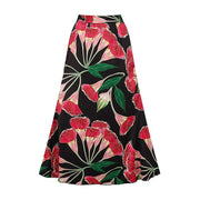 One Shoulder Ruffle Eucalyptus Flower Printed One Piece Swimsuit and Skirt