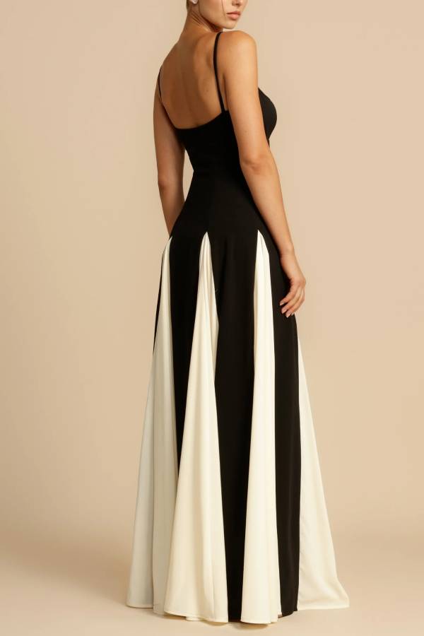 Timeless Elegance Panelled Tulle A-line Slip Maxi Dress