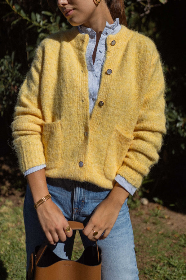 Cardigan pull col rond ample et simple