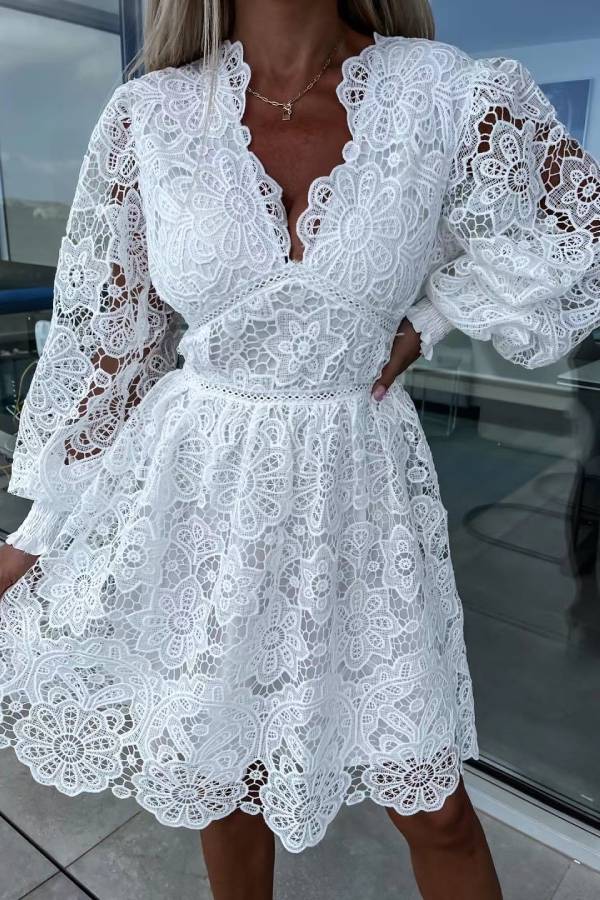 Robe de ville sexy en dentelle soluble dans l'eau creuse 