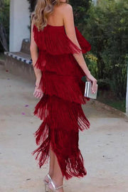 Off-Shoulder Elegant Fringe Dress