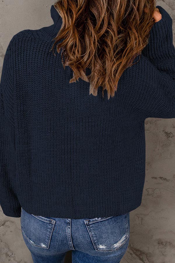 pull ample à col roulé de couleur unie