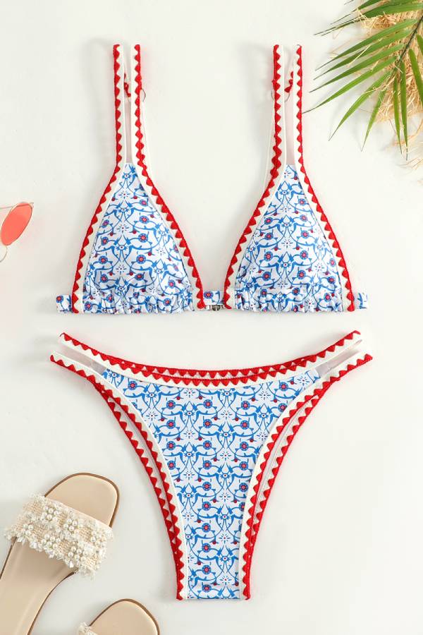 Printed two-piece sexy fresh swimsuit