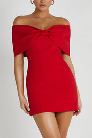 Love is a gift Off Shoulder Bow Mini Dress