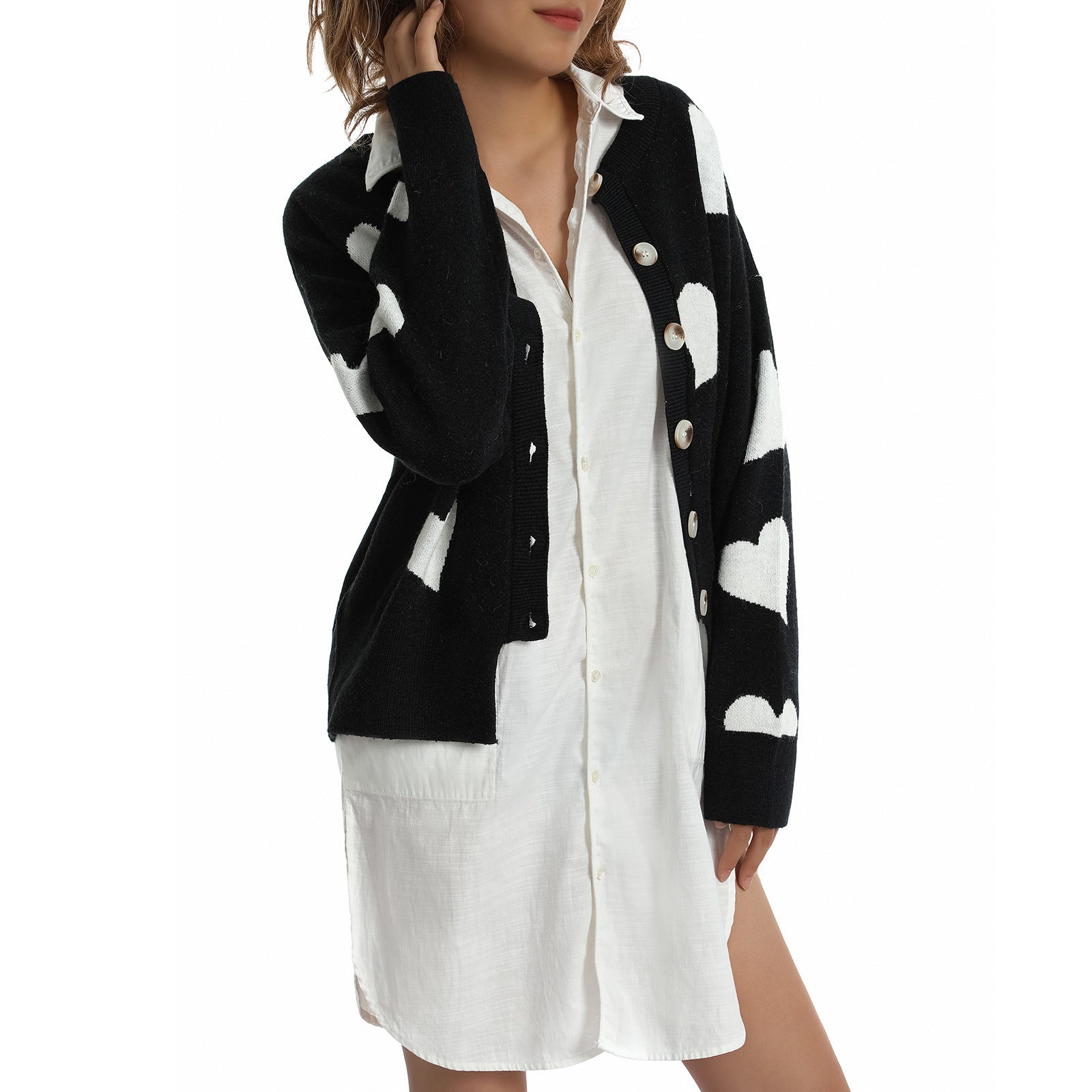 Cardigan femme en forme de cœur