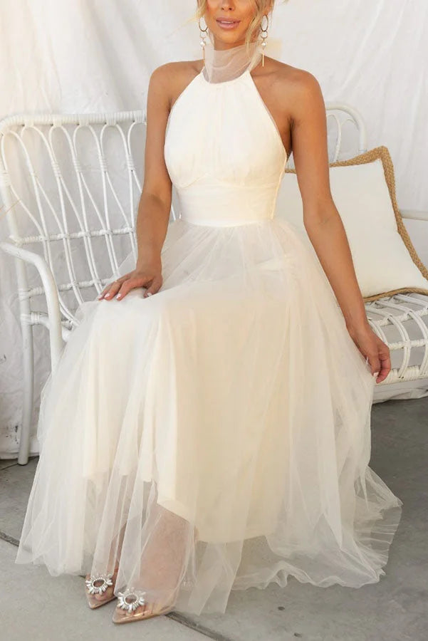Robe longue dos nu en tulle froncé Fairy Vibes 