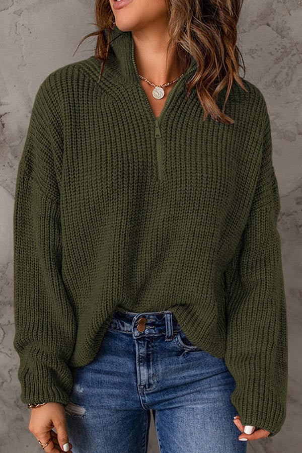pull ample à col roulé de couleur unie