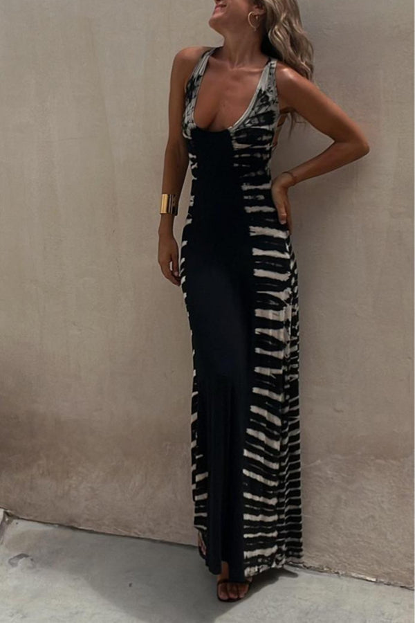 Maxikleid mit Stretch-Rücken und Batikmuster „Starry Sky“ 