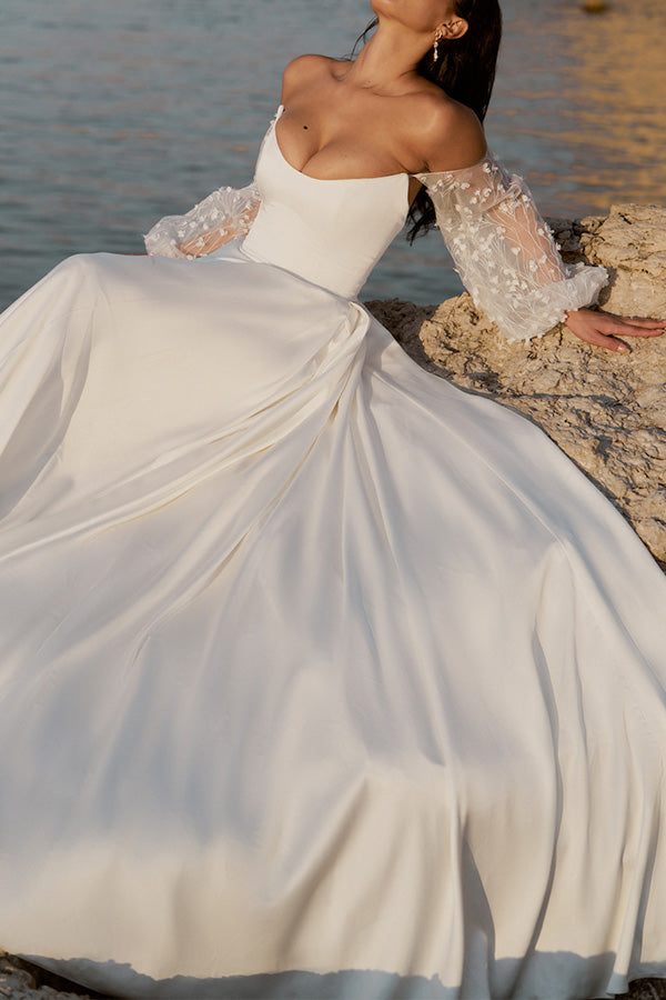 Robe slim à col unique, robe longue fendue de couleur unie 