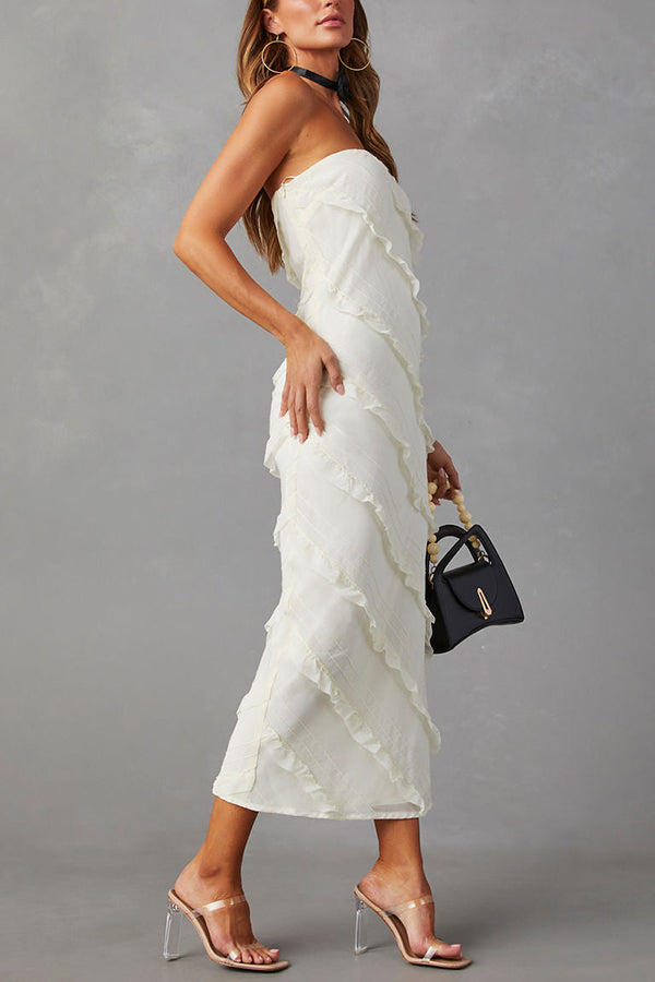 TRÄGERLOSES MAXIKLEID „BAYLIE“ MIT RÜSCHENSTICH