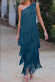 Off-Shoulder Elegant Fringe Dress