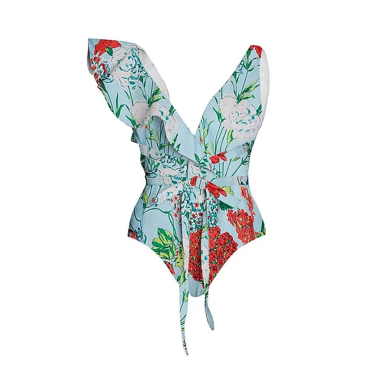 Maillot de bain et jupe imprimés à une épaule 
